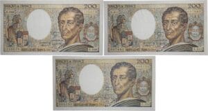 France - 200 francs (Montesquieu) Type 1981 - Lot de 3 billets