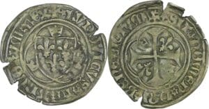 France - Louis XI (1461-1483) - Blanc à la couronne - 2ème émission (4 janvier 1474) - La Rochelle