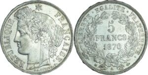 France - Gouvernement de défense nationale (1870-1871) - 5 francs Cérès avec légende - 1870 A (Paris)