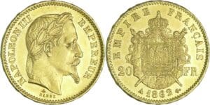 France - Napoléon III (1852-1870) - 20 francs tête laurée 1862 A (Paris)