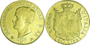 Italie - Règne d'Italie - 40 lire 2ème type - Tranche en creux - 1808 M (Milan)