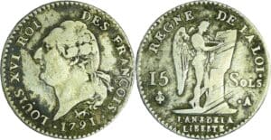 France - Constitution (1791-1792) - 15 sols type FRANCOIS 1791 A (Paris)