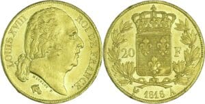 France - Louis XVIII (1815-1824) - 20 francs au buste nu 1818 A (Paris)