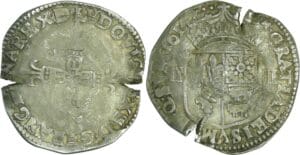 France - Louis XIII (1610-1643) - ¼ d'écu de Béarn à la croix fleurdelisée - 1614 *M (Morlaàs)