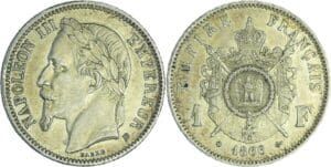 France - Napoléon III (1852-1870) - 1 franc tête laurée 1866 A (Paris)