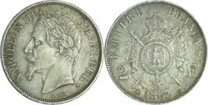 France - Napoléon III (1852-1870) - 2 francs tête laurée 1867 BB (Strasbourg)