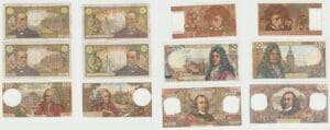 France - Lot de 6 billets 100, 50, 10 et 5 francs
