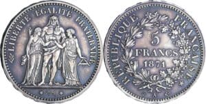 France - Commune de Paris (1871) - 5 francs Hercule Camélinat - 1871 A (Paris)