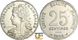 France - Troisième république (1871-1940) - Essai 25 centimes type Patey, 1er type sans le carré 1904
