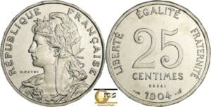 France - Troisième république (1871-1940) - Essai 25 centimes type Patey, 1er type sans le carré 1904