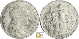 France - Troisième république (1871-1940) - Essai 5 centimes essai en relief, flan aluminium, 1908
