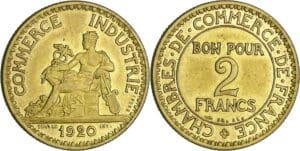 France - Troisième république (1871-1940) - Essai 2 francs Chambre de commerce 1920 bronze-aluminium