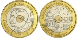 France - Cinquième république (1959- ) - Essai 20 francs Pierre de Coubertin 1994