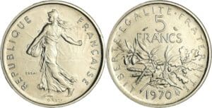 France - Cinquième république (1959- ) - Essai 5 francs Semeuse 1970