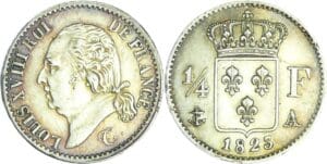 France - Louis XVIII (1815-1824) - 1/4 de franc buste nu 1823 A (Paris)