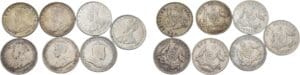 Australie - George V (1910-1936) - Lot de 7 pièces en argent de 1 shilling entre 1910 et 1926