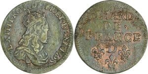 France - Louis XIV (1643-1715) - Liard de France, 2ème type au buste jeune - 1655 D (Lyon)