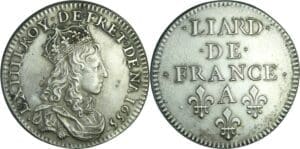 France - Louis XIV (1643-1715) - Liard de France, 2ème type au buste jeune - 1655 A, frappe en argent de la monnaie de Paris