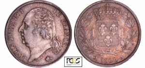 France - Louis XVIII (1815-1824) - 1 franc au buste nu 1822 A (Paris)