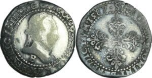 France - Henri III (1574-1589) - Demi-franc au col plat - 1587 B (Rouen)