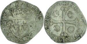 France - Charles X (1589-1590) - Douzain aux 2 C - 1er type - 1593 X (Amiens)