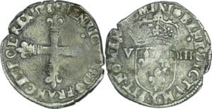 France - Henri III (1574-1589) - Huitième d'écu - 1588 T (Nantes)
