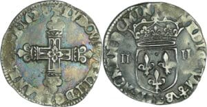 France - Louis XIII (1610-1643) - ¼ d'écu à la croix fleurdelisée, avers côté croix - 1828 L (Bayonne)