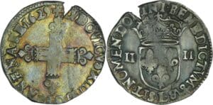 France - Louis XIII (1610-1643) - ¼ d'écu à la croix fleurdelisée, avers côté croix - 1829 L (Bayonne)