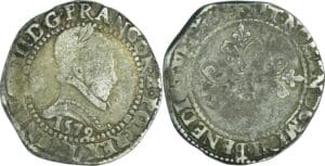 France - Henri III (1574-1589) - Franc au col plat - 1579 L (Bayonne)
