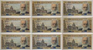 France - 500 francs (V. Hugo) Type 1953 - Lot de 9 billets