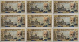 France - 5 NF (V. Hugo) Type 1959 - Lot de 9 billets