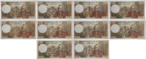France - 10 francs (Voltaire) Type 1963 - Lot de 10 billets