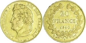 France - Louis-Philippe Ier (1830-1848) - 20 francs tête laurée 1840 W (Lille)