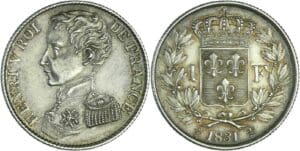 France - Henri V Comte de Chambord (1820-1883) - 1 franc 1831
