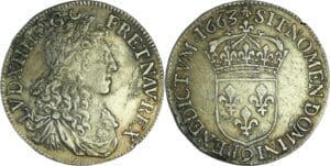 France - Louis XIV (1643-1715) - ½ écu au buste juvénile, 1er type - 1663 9 (Rennes)