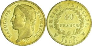 France - Napoléon 1er (1804-1814) - 40 francs revers empire 1809 W (Lille)