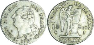 France - Constitution (1791-1792) - 15 sols type FRANCOIS 1791 I (Limoges)