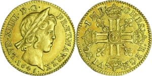 France - Louis XIV (1643-1715) - ½ louis d’or à la mèche courte - 1645 D (Lyon)