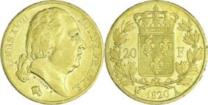 France - Louis XVIII (1815-1824) - 20 francs au buste nu 1820 A (Paris)