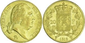 France - Louis XVIII (1815-1824) - 20 francs au buste nu 1818 W (Lille)