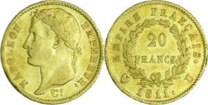 France - Napoléon 1er (1804-1814) - 20 francs revers empire1811 U (Turin)