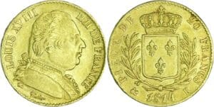 France - Louis XVIII (1815-1824) - 20 francs au buste habillé 1814 K (Bordeaux)