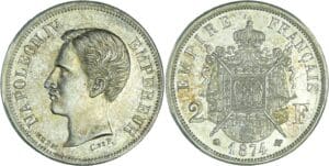 France - Napoléon IV - 2 francs 1874, flan bruni