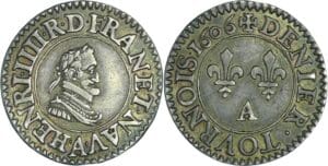 Henri IV - Denier tournois - 1606 A (Paris) - Essai en argent 