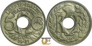 France - Troisième république (1871-1940) - 5 centimes Lindauer Petit module 1921
