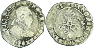 France - Henri III (1574-1589) - Quart de franc au col fraisé - 1587 F (Angers)
