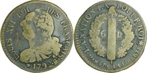 France - Constitution (1791-1792) - 6 deniers type FRANCAIS 1792 BB (Strasbourg)