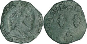 France - Henri III (1574-1589) - Double tournois, faux d’époque 1591 Bayonne