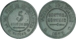 France - Troisième république (1871-1940) - 5 centimes contre-monnaie 1873 (Paris)