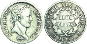 France - Napoléon 1er (1804-1814) - 1/2 franc revers empire 1811 M (Toulouse)